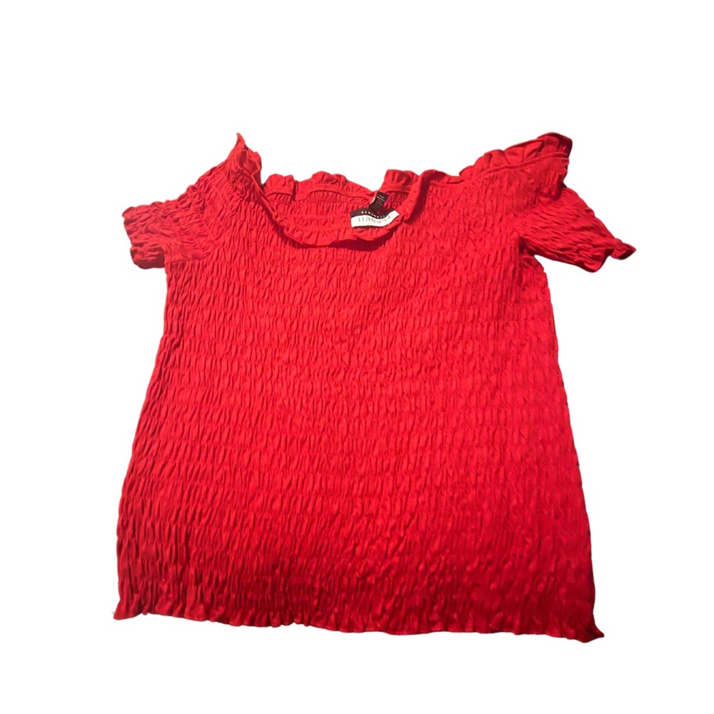 Eloquii Elements Women's Plus Smocked Off The Shoulder Tee